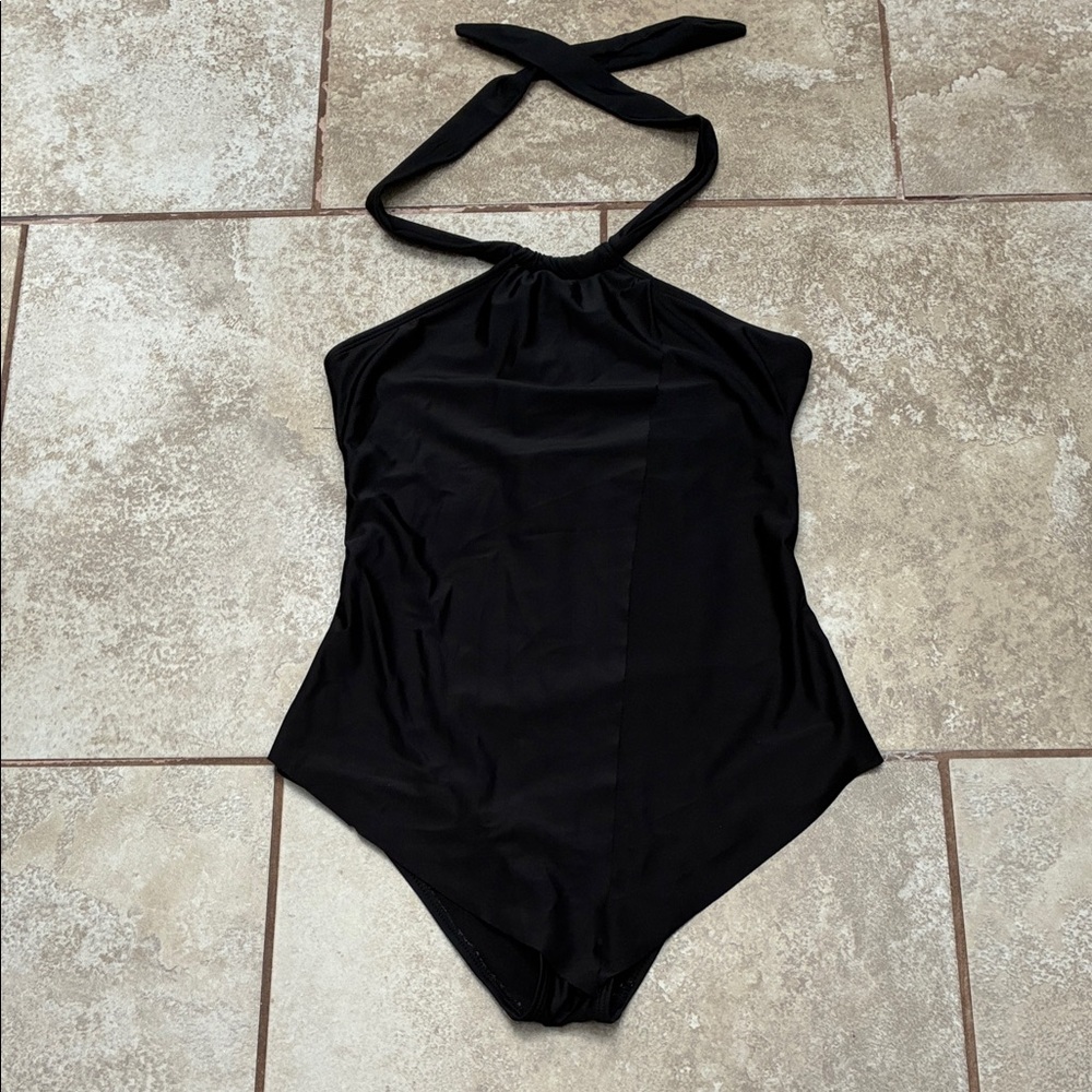 Black Halter One-Piece Swimsuit for Women